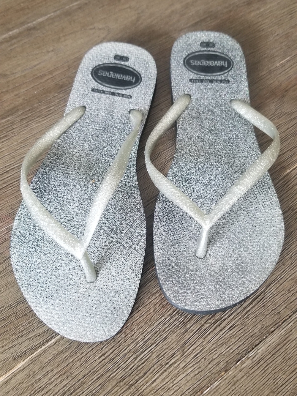 Havaianas Silver Glitter Flip Flops